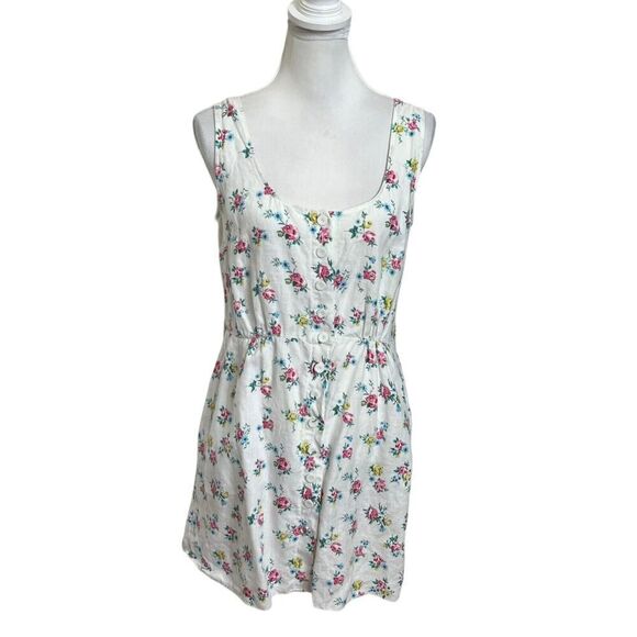 Emilia Wickstead Kirk Dress Linen Mini Floral A Line White Women’s Size 10 - Picture 2 of 14